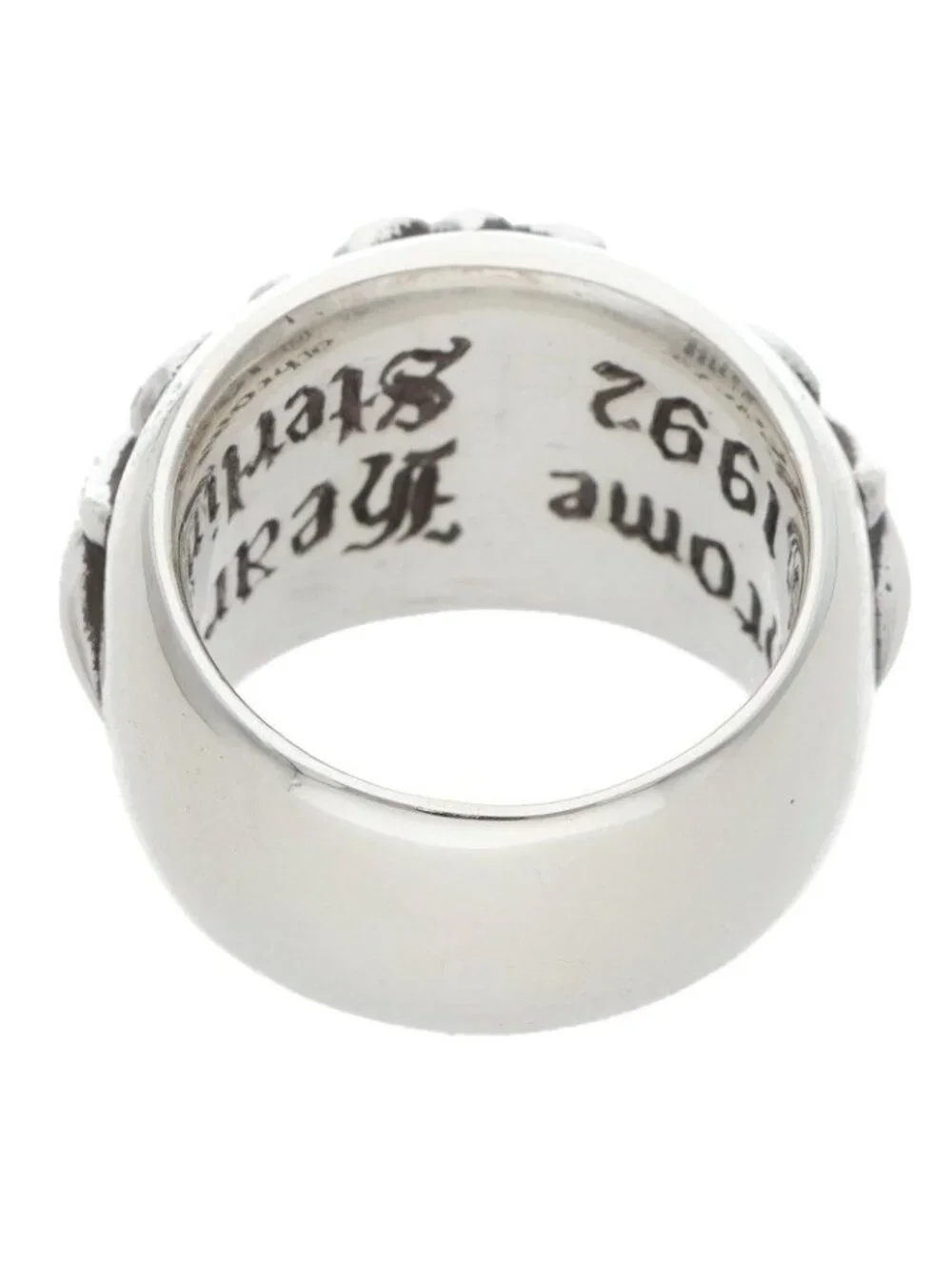 Chrome Hearts Flrl Floral Cross Silver Ring